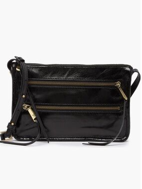 HOBO BLACK MISSION LEATHER BRASS HARDWARE CROSSBODY BAG